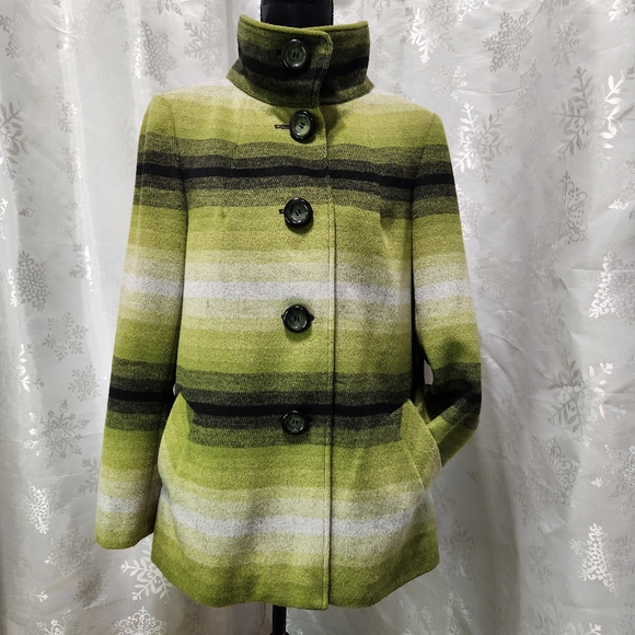 NWOT ABBIE MAGS Shades of Green Wool Blend Lined Jacket Blazer (M) - Picture 14 of 14